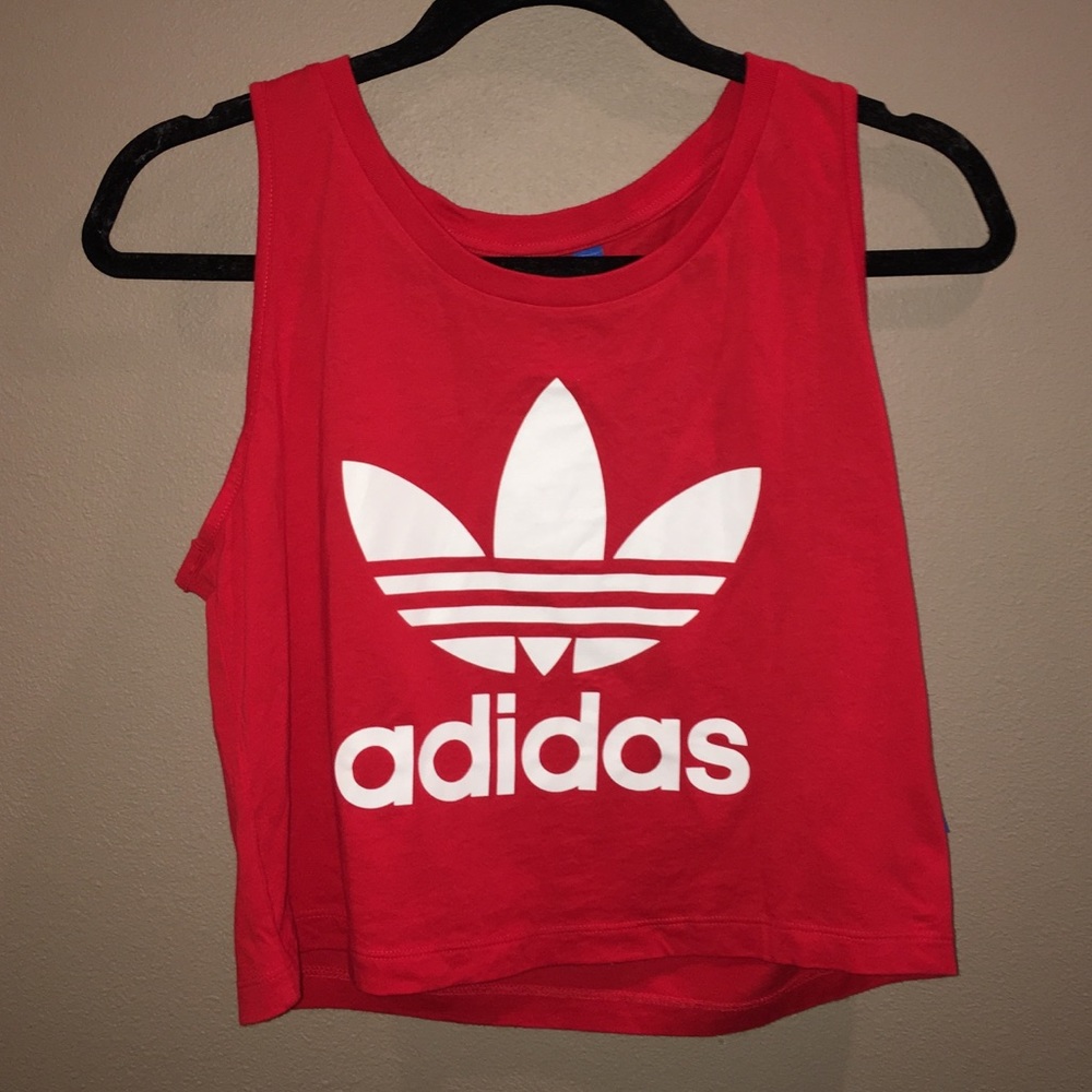 Red Cropped Adidas Tank Top